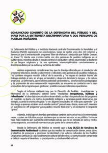 Comunicado Inadi y Defensoria del Pueblo documento